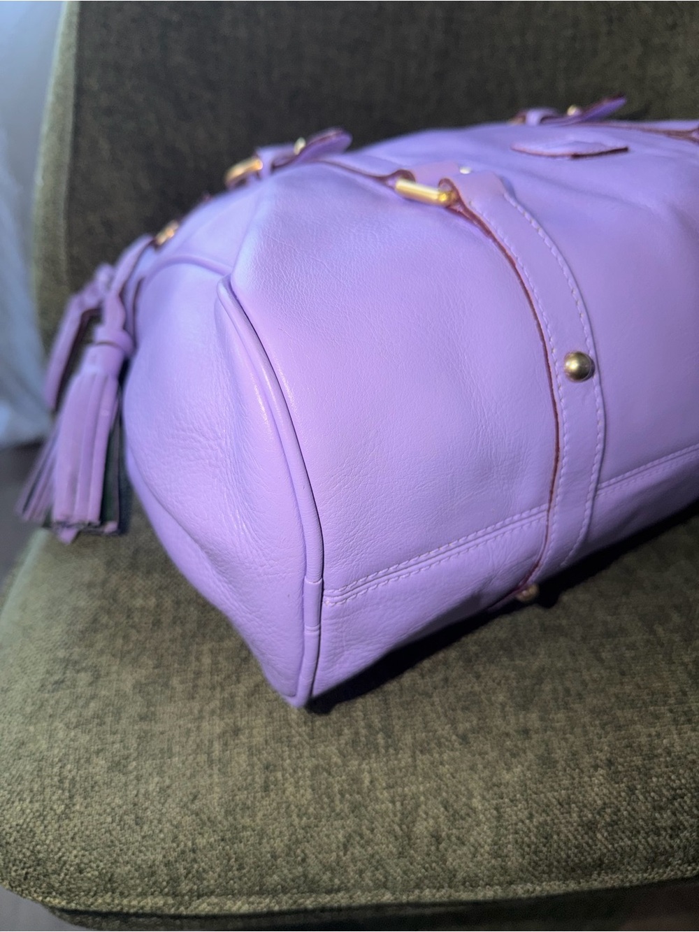 Dooney & Bourke CUSTOM Lavender Leather Satchel with Gold Hardware - Picture 11 of 16